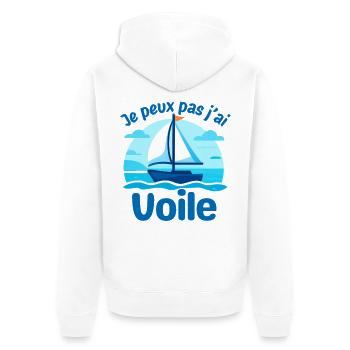 Voile et humour bateau - Veste à capuche bio Premium Unisexe - blanc - Dos - Thijin (182cm)