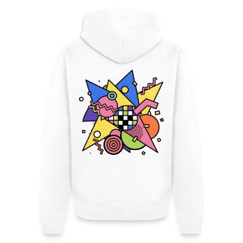 Abstract Geometric Pattern 90s Style - Unisex Premium Organic Zip Hoodie - white - Back - Thijin (182cm)