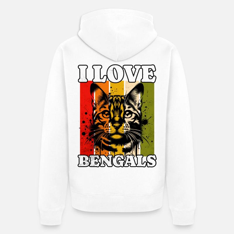 J’adore le chat du Bengale - Veste à capuche bio Premium Unisexe - blanc