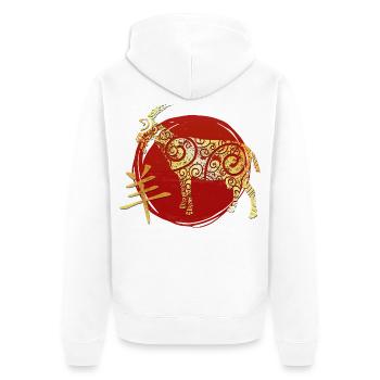 Ziege Chinesisches Tierkreiszeichen Horoskop - Unisex Premium Bio Zip Hoodie - Weiß - Hinten - Thijin (182cm)