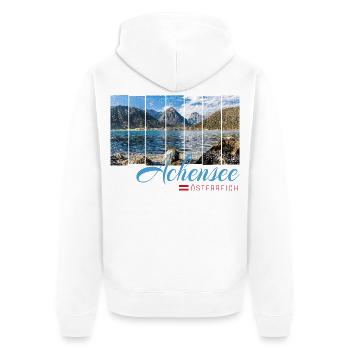 Achensee Tirol Retro Österreich Vintage Souvenir - Unisex Premium Bio Zip Hoodie - Weiß - Hinten - Thijin (182cm)