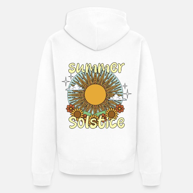 Litha Pagan Solstice d’été Midsommar - Veste à capuche bio Premium Unisexe - blanc