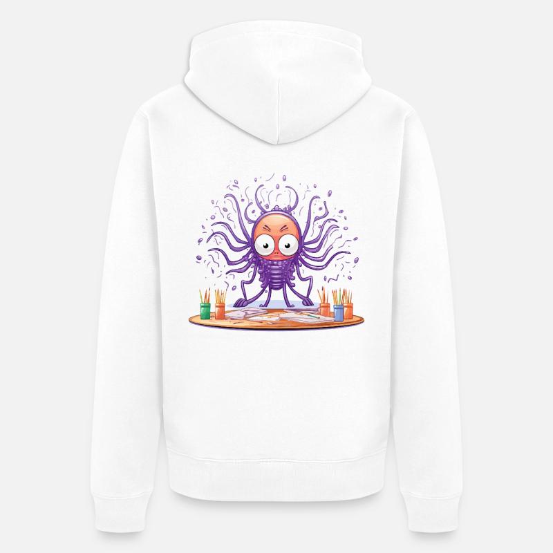 Creative Ink Octopus - Veste à capuche bio Premium Unisexe - blanc