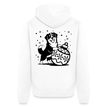Freudiger Berner Hund aus Bombk - Unisex Premium Bio Zip Hoodie - Weiß - Hinten - Thijin (182cm)