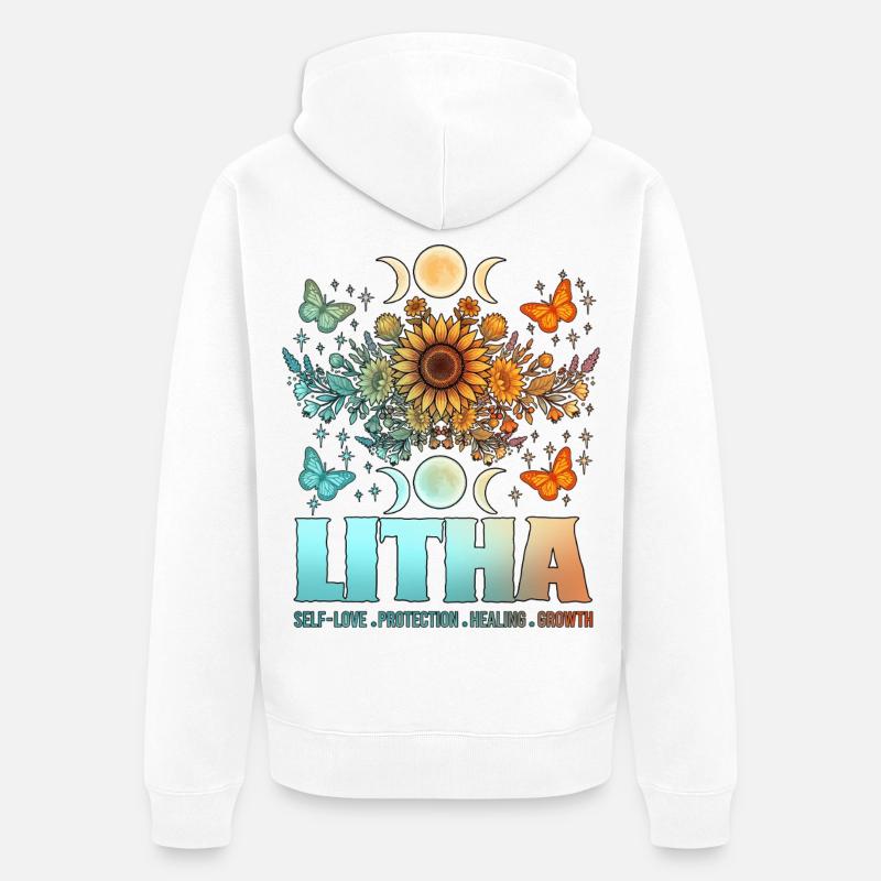 Litha Pagan Solstice d’été Midsommar - Veste à capuche bio Premium Unisexe - blanc