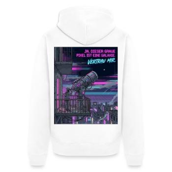 Astronomie Humor Grauer Pixel Galaxie - Unisex Premium Bio Zip Hoodie - Weiß - Hinten - Thijin (182cm)