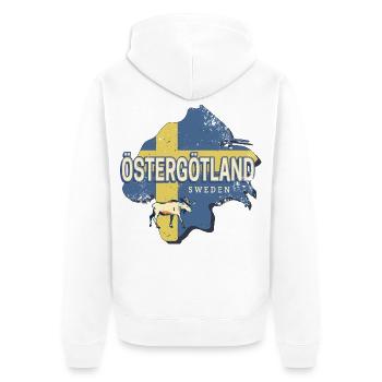 Östergötland Schweden Retro Provinz Souvenir - Unisex Premium Bio Zip Hoodie - Weiß - Hinten - Thijin (182cm)