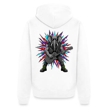 Heavy Metal Rocker Animal Elephant Guitar Rock Music - Unisex Premium Organic Zip Hoodie - white - Back - Thijin (182cm)