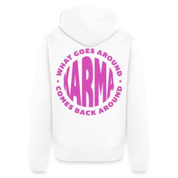 Karma - Unisex Premium Bio Zip Hoodie - Weiß - Hinten - Thijin (182cm)