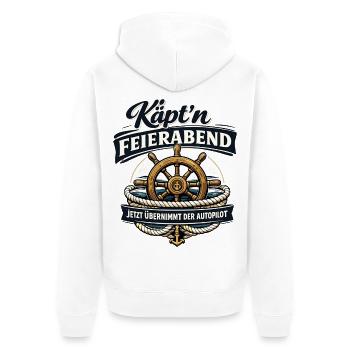 Käpt’n Feierabend Autopilot für Segler Humor - Unisex Premium Bio Zip Hoodie - Weiß - Hinten - Thijin (182cm)
