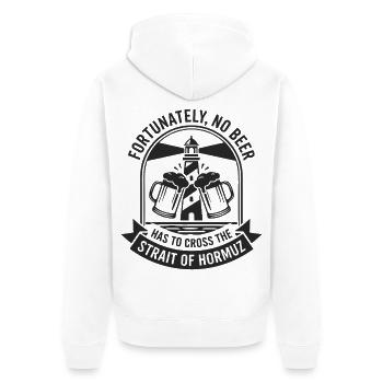 Fortunately No Beer Strait of Hormuz Humor - Unisex Premium Organic Zip Hoodie - white - Back - Thijin (182cm)