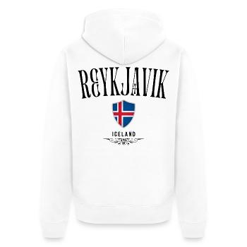 Souvenir Reykjavik, design élégant Reykjavik - Veste à capuche bio Premium Unisexe - blanc - Dos - Thijin (182cm)