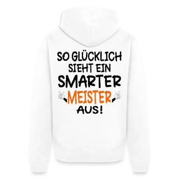 Meisterprüfungen Meister - Unisex Premium Bio Zip Hoodie - Weiß - Hinten - Thijin (182cm)