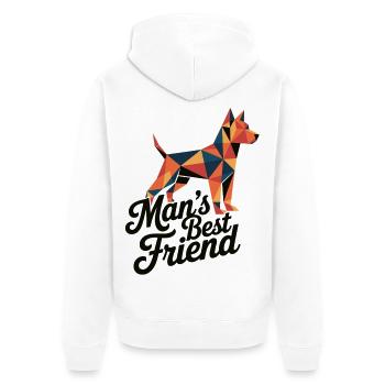 Low Poly Dog Graphic Mans Best Friend Shirt - Unisex Premium Organic Zip Hoodie - white - Back - Thijin (182cm)