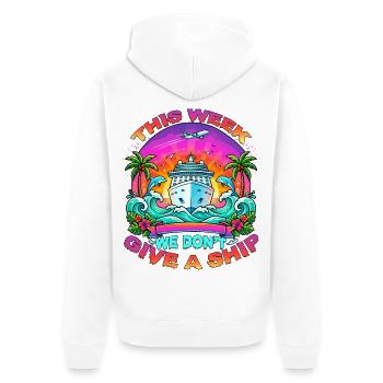 Diese Woche versenden wir keine Familienurlaubskreuzfahrten - Unisex Premium Bio Zip Hoodie - Weiß - Hinten - Thijin (182cm)