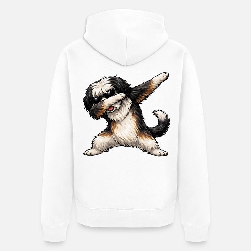 Dab du Tibetan Terrier - Veste à capuche bio Premium Unisexe - blanc
