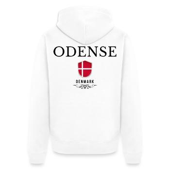Souvenir d’Odense, design élégant d’Odense - Veste à capuche bio Premium Unisexe - blanc - Dos - Thijin (182cm)