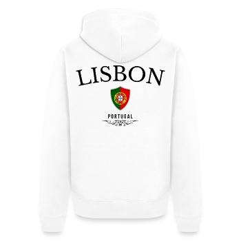 Souvenir Lissabon, elegantes Design Lissabon - Unisex Premium Bio Zip Hoodie - Weiß - Hinten - Thijin (182cm)