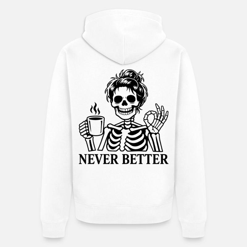 Kaffee, Kaffeetrinker, Kaffeetrinkerin, lustig - Unisex Premium Bio Zip Hoodie - Weiß