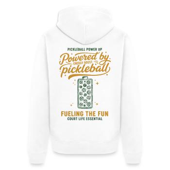 Pickleball Powered By Pickle Ball Funny Player - Unisex Premium Organic Zip Hoodie - white - Back - Thijin (182cm)