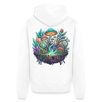 Festival de danse musicale Psychedelic Mushrooms Goa Psy - Veste à capuche bio Premium Unisexe - blanc - Dos - Thijin (182cm)