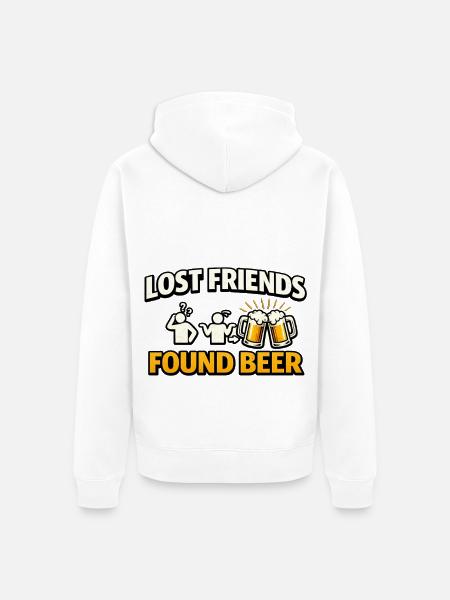 Lost Friends Found Beer - Unisex Premium Bio Zip Hoodie - Weiß