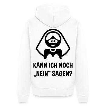 Braut – Kann Ich Noch „Nein“ Sagen? (JGA / Black) - Unisex Premium Bio Zip Hoodie - Weiß - Hinten - Thijin (182cm)