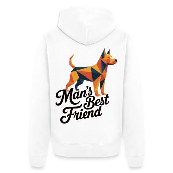 Dog T-Shirt Man's Best Friend - Unisex Premium Organic Zip Hoodie - white - Back - Thijin (182cm)
