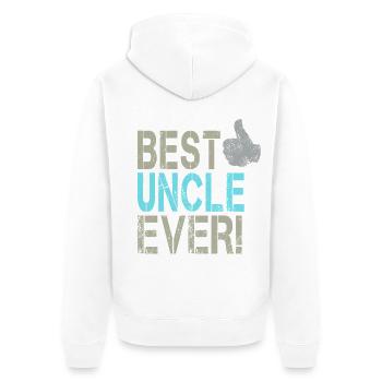 Best Uncle Ever für Onkel Design mit Daumen hoch - Unisex Premium Bio Zip Hoodie - Weiß - Hinten - Thijin (182cm)