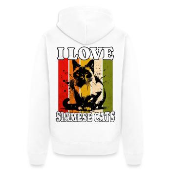 I Love Siamese Cat - Unisex Premium Bio Zip Hoodie - Weiß - Hinten - Thijin (182cm)