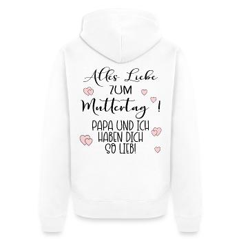 Muttertag Papa Mama - Unisex Premium Bio Zip Hoodie - Weiß - Hinten - Thijin (182cm)