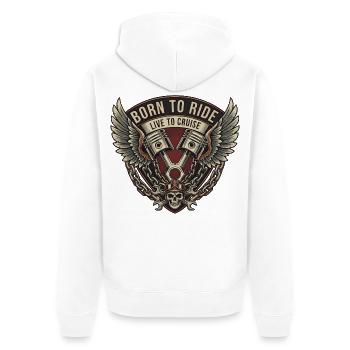 Motorcycle Biker V-Twin Motor Skull Skull Rocker - Unisex Premium Organic Zip Hoodie - white - Back - Thijin (182cm)