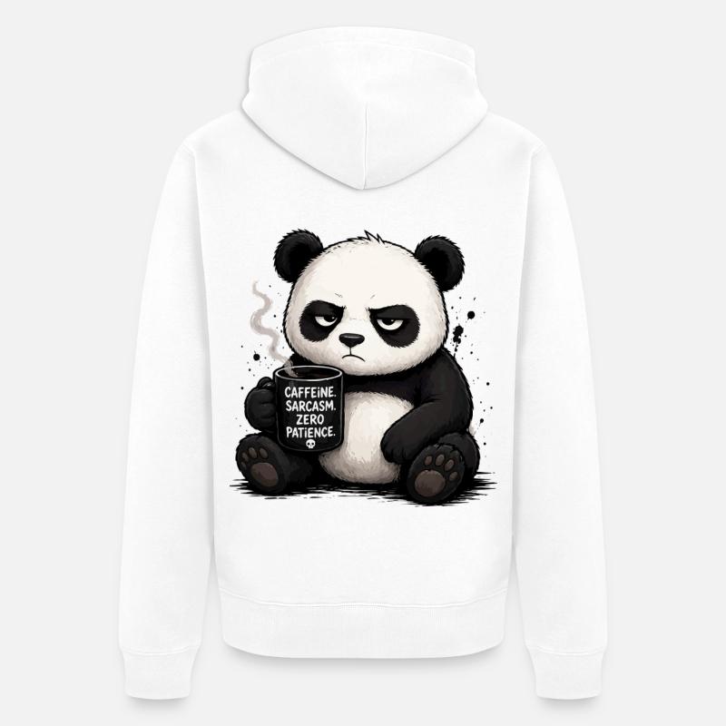 Panda au café avec sarcasme - Veste à capuche bio Premium Unisexe - blanc
