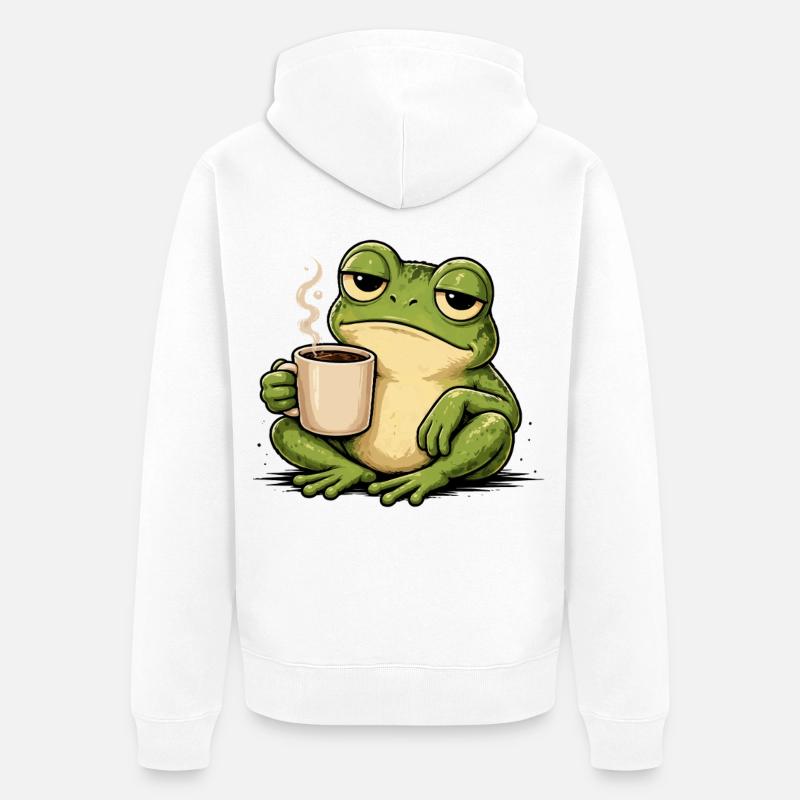 KaffeeFrosch Gemütlichkeit - Veste à capuche bio Premium Unisexe - blanc
