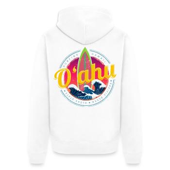 Oahu on Hawaii Island Vacation Vintage Surf Souvenir - Unisex Premium Organic Zip Hoodie - white - Back - Thijin (182cm)