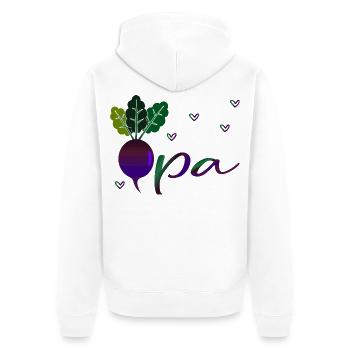 Gemüsegarten Opa - Unisex Premium Bio Zip Hoodie - Weiß - Hinten - Thijin (182cm)