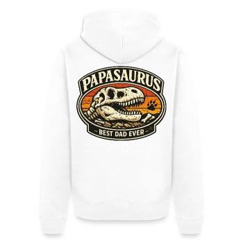 Papasaurus Meilleur Père de tous les temps Dino Fossil Rétro - Veste à capuche bio Premium Unisexe - blanc - Dos - Thijin (182cm)