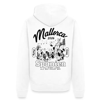 Mallorca 2026 Party Crew Spanien all night long - Unisex Premium Bio Zip Hoodie - Weiß - Hinten - Thijin (182cm)