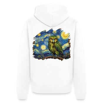 Nuit Kakapo Perroquet de Nouvelle-Zélande Kakapo Oiseau Étoilé - Veste à capuche bio Premium Unisexe - blanc - Dos - Thijin (182cm)