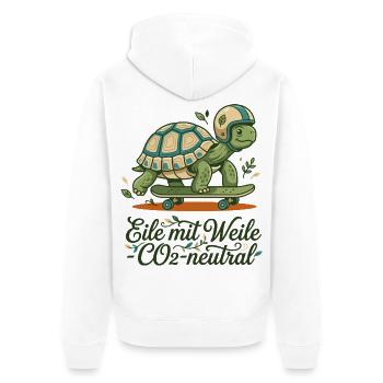 Schildkröte Skateboard Nachhaltig Spruch Design - Unisex Premium Bio Zip Hoodie - Weiß - Hinten - Thijin (182cm)