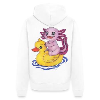Mignon Axolotl avec un canard en caoutchouc drôle - Veste à capuche bio Premium Unisexe - blanc - Dos - Thijin (182cm)