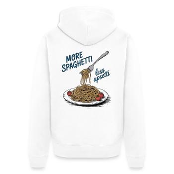 Glück ist hausgemacht – und kommt als Pasta - Unisex Premium Bio Zip Hoodie - Weiß - Hinten - Thijin (182cm)