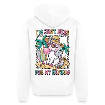 Tante, je suis juste là pour mon neveu - Veste à capuche bio Premium Unisexe - blanc - Dos - Thijin (182cm)