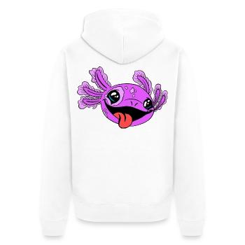 Naughty Axolotl with Tongue - Unisex Premium Organic Zip Hoodie - white - Back - Thijin (182cm)