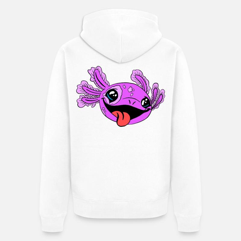 Axolotl coquin à la langue - Veste à capuche bio Premium Unisexe - blanc