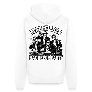Malle 2026 Bachelor Party Bachelor Party Malle 2026 - Unisex Premium Organic Zip Hoodie - white - Back - Thijin (182cm)
