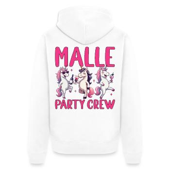 Malle Party Crew 2026 - Unisex Premium Bio Zip Hoodie - Weiß - Hinten - Thijin (182cm)