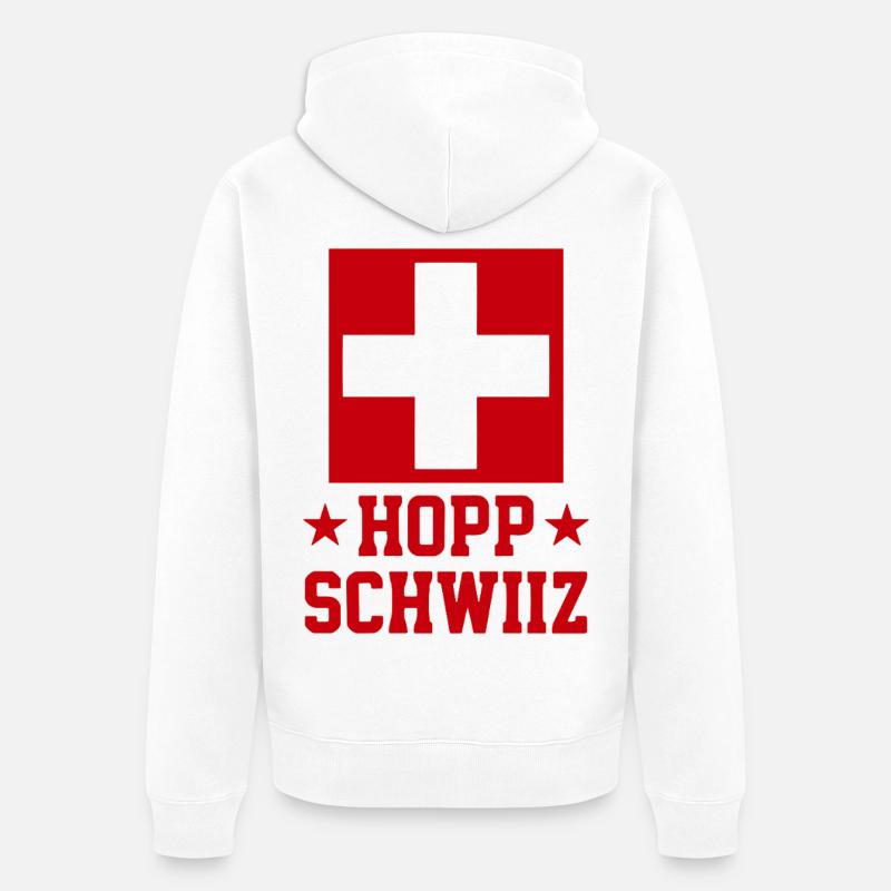 Hopp Schwiiz Schweizer Stolz - Unisex Premium Bio Zip Hoodie - Weiß