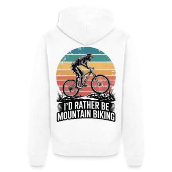 Mountainbike Downhill MTB Riding Radsport Action - Unisex Premium Bio Zip Hoodie - Weiß - Hinten - Thijin (182cm)