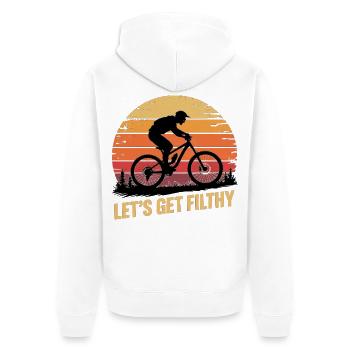Mountainbike Downhill MTB Riding Radsport Action - Unisex Premium Bio Zip Hoodie - Weiß - Hinten - Thijin (182cm)